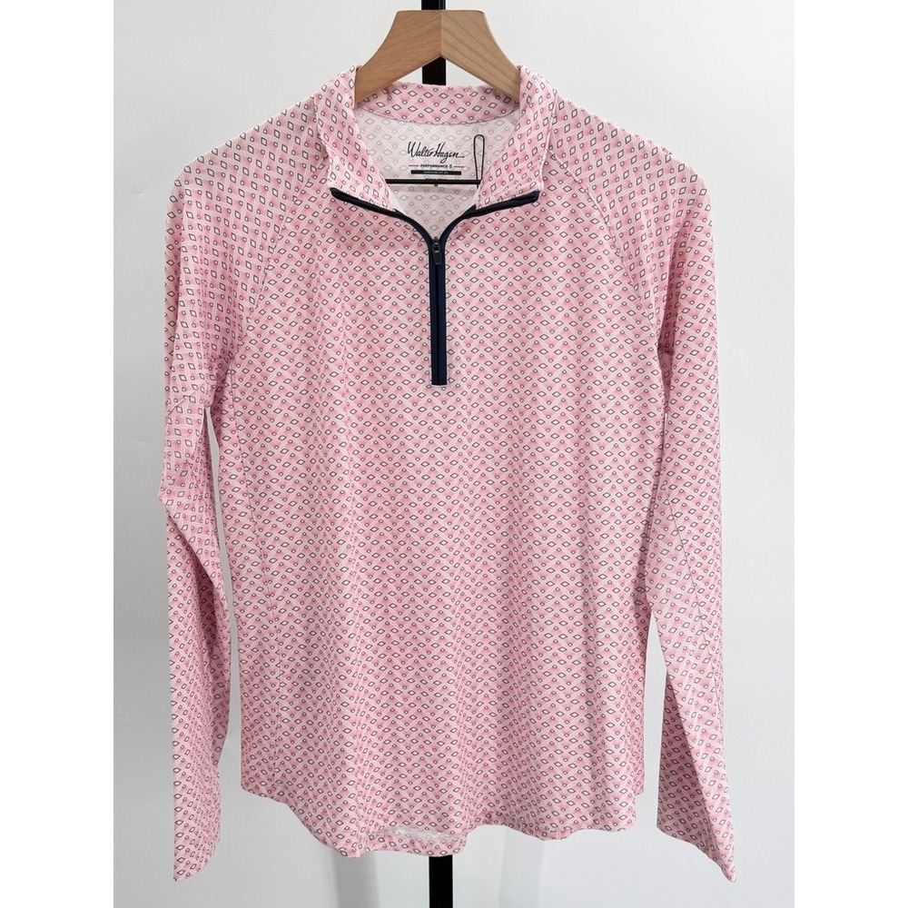 NWT Walter Hagen Quarter Zip Golf Pullover UPF 50 Moisture Wicking Pink